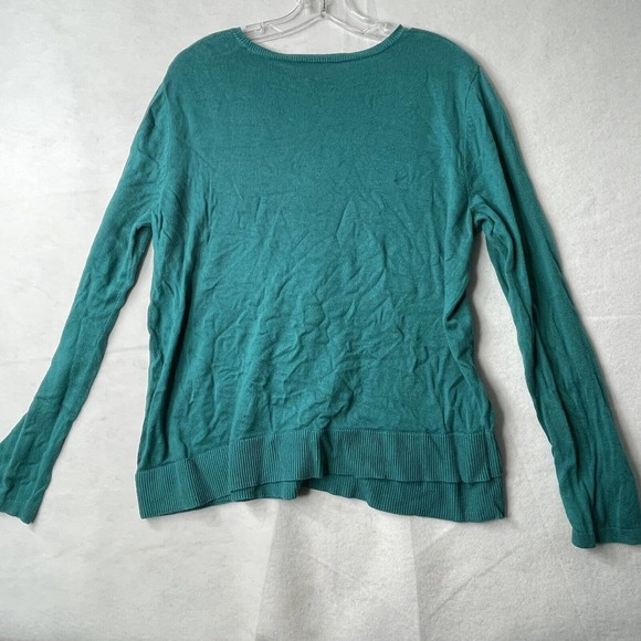 J. Jill Womens Size Medium Turquoise Blue/Green Stretch Long Sleeve Blouse Top - Picture 7 of 12